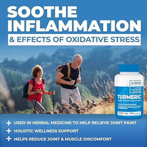 160 Capsules of High Potency Turmeric Curcumin + Black Pepper | 3700mg per serving (1850mg per capsule x2)