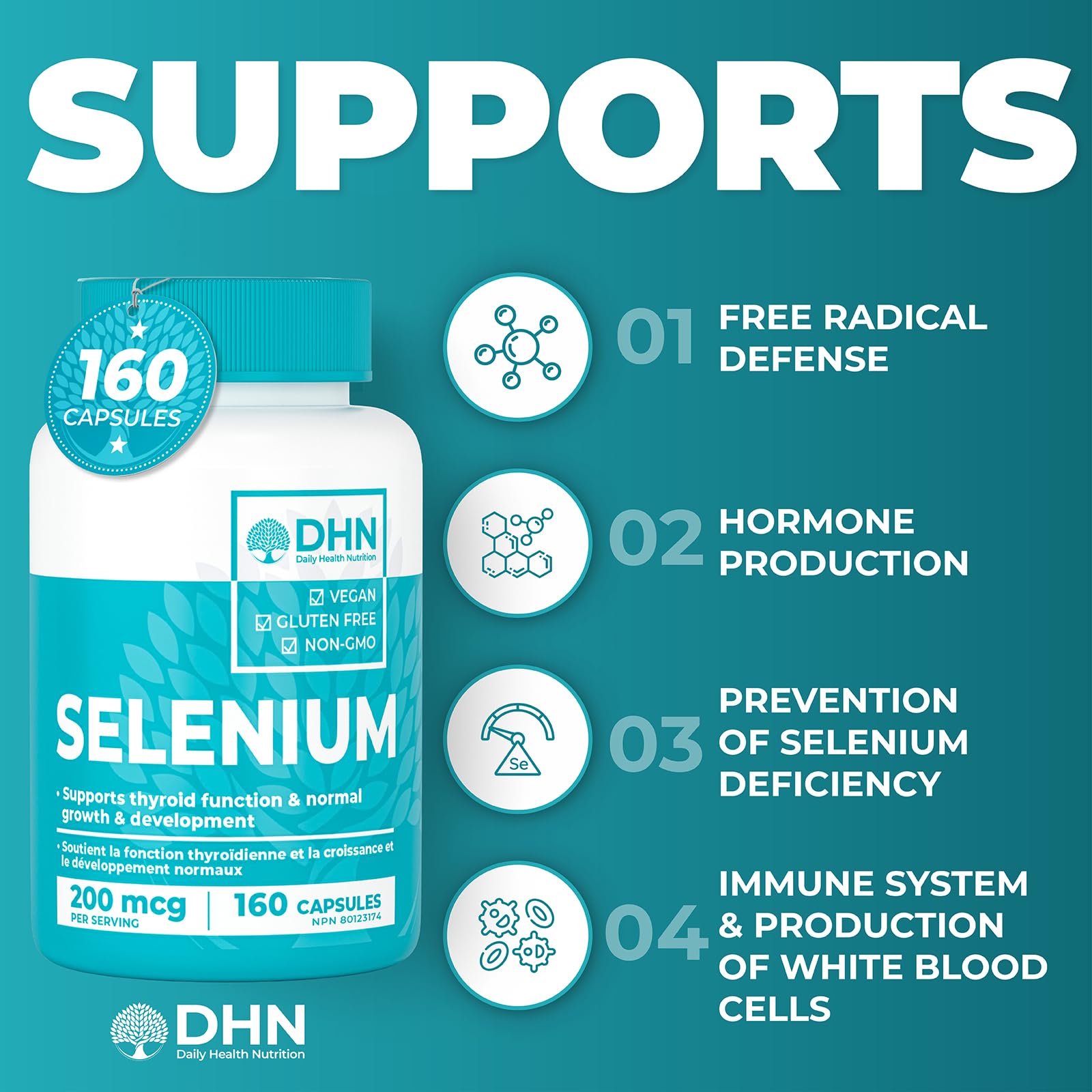 Extra Strength Max Absorb Selenium Glycinate 200 mcg | 160 Capsules | Superio...