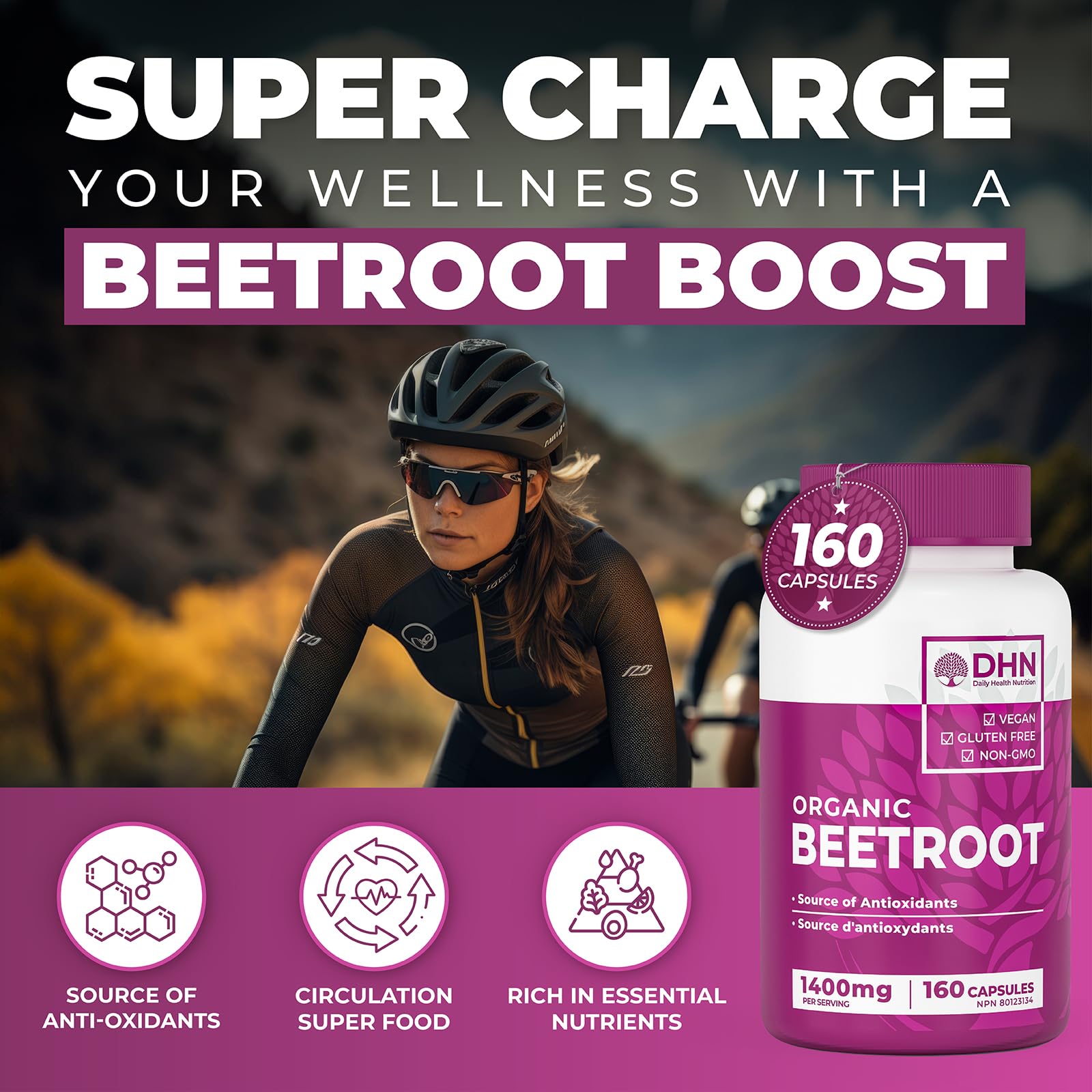 *BONUS SIZE* 160 Capsules of High Potency Organic Beetroot | 1,400mg per serv...