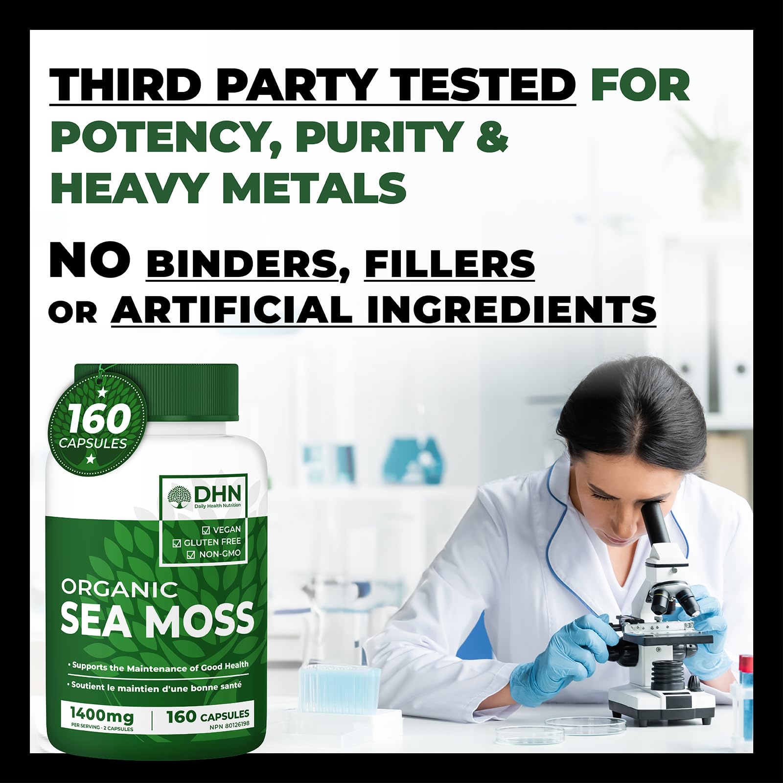 Organic Irish Sea Moss 160 Vegan Capsules | Includes Organic Seawrack & Burdo...