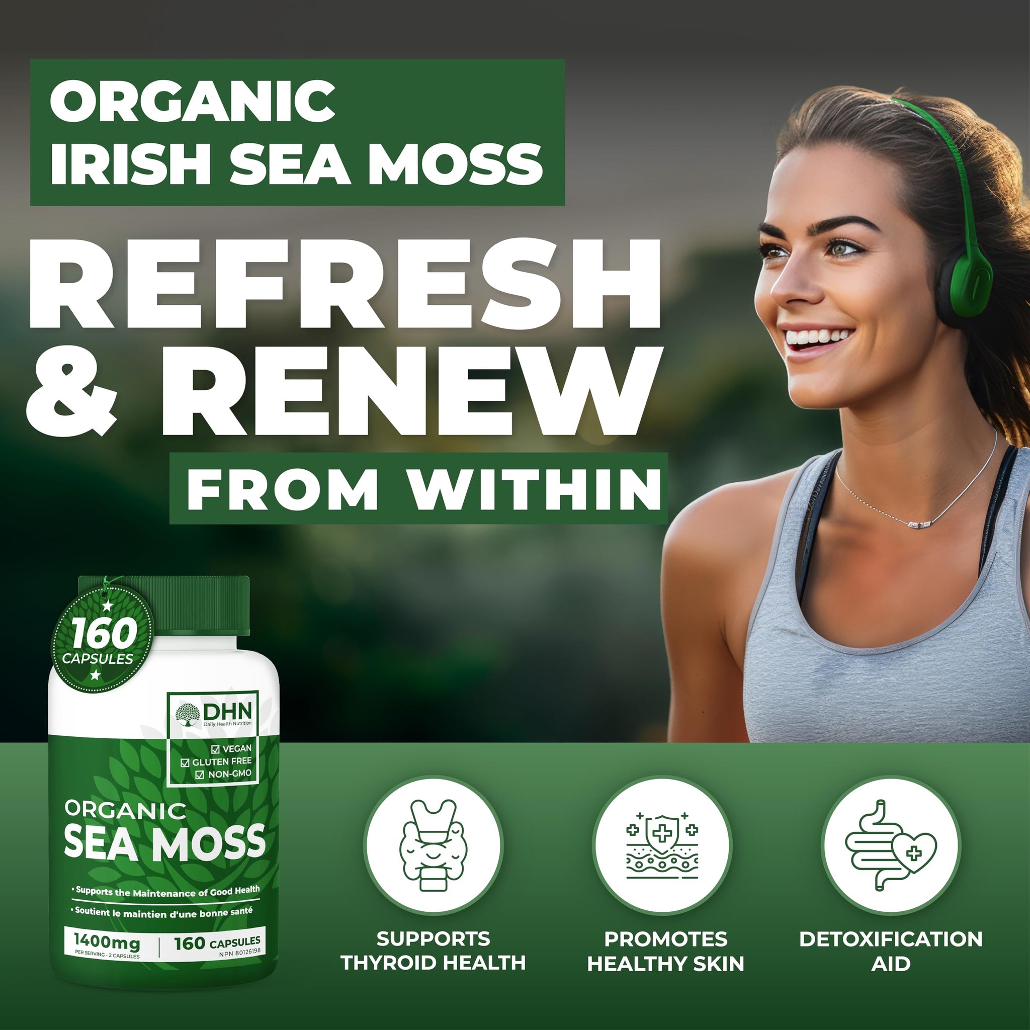 Organic Irish Sea Moss 160 Vegan Capsules | Includes Organic Seawrack & Burdo...