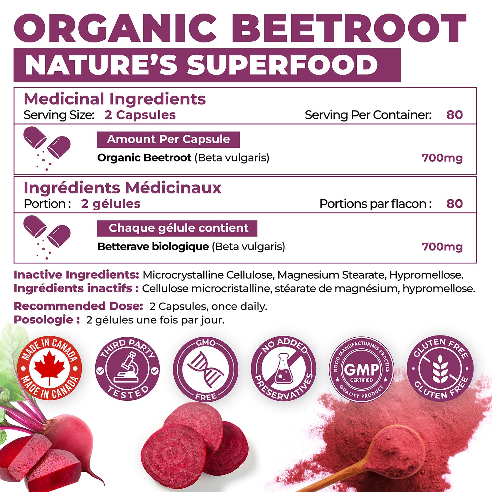 *BONUS SIZE* 160 Capsules of High Potency Organic Beetroot | 1,400mg per serv...