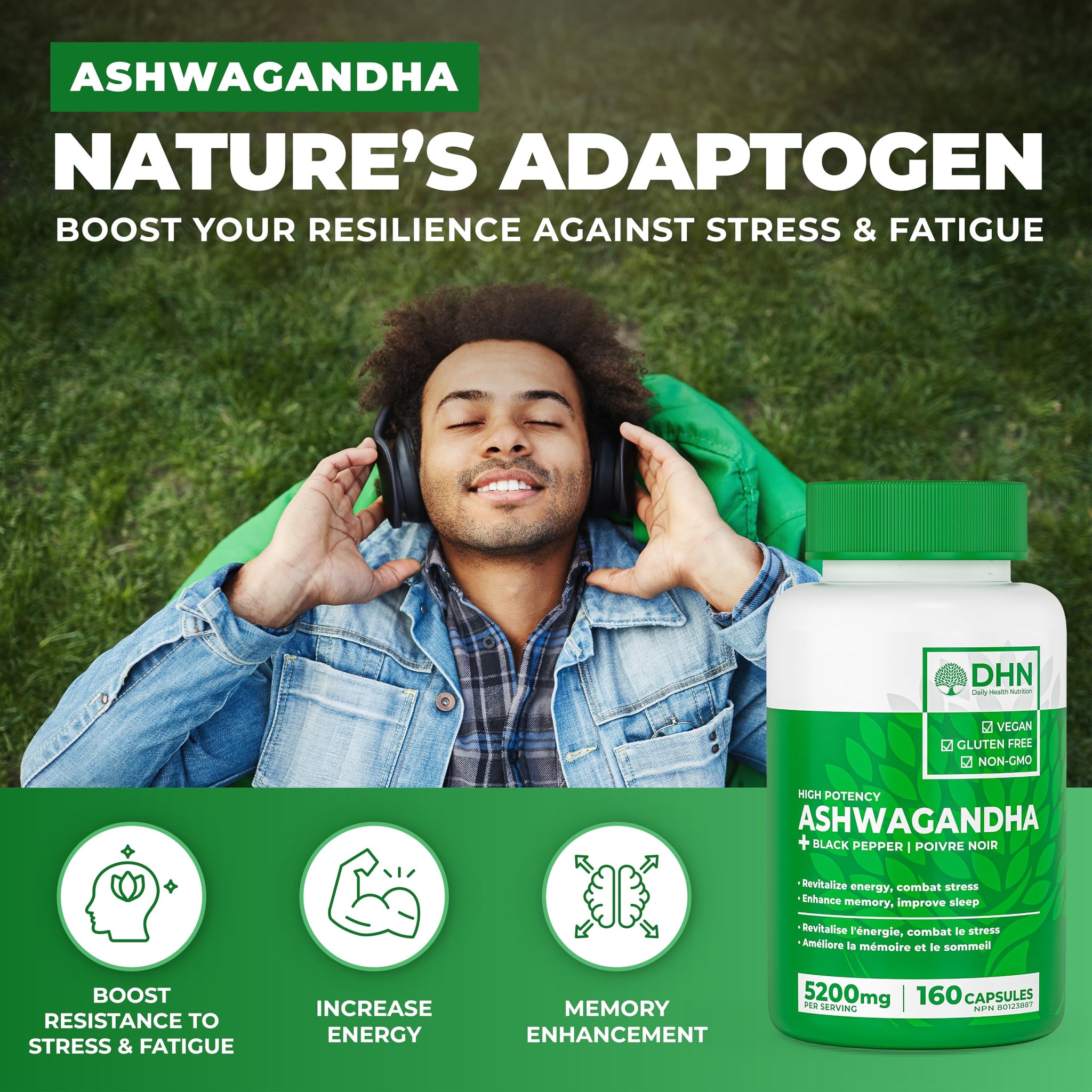 160 Concentrated Ashwagandha Root Capsules with Black Pepper | 520...